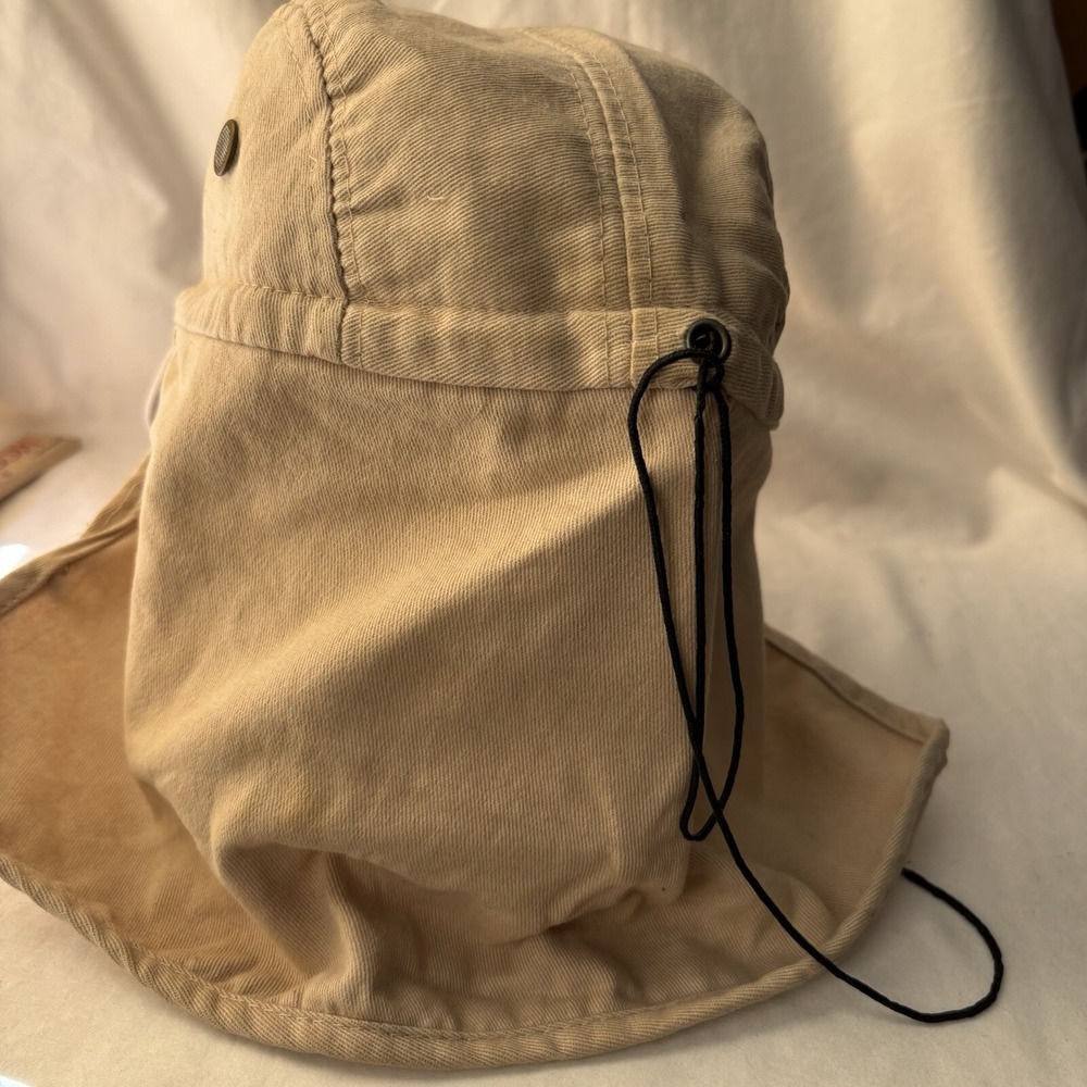 Ear Flap Sun Hat Neck Cover Baseball Cap Visor US 66 Beige spots on brim - Picture 5 of 11